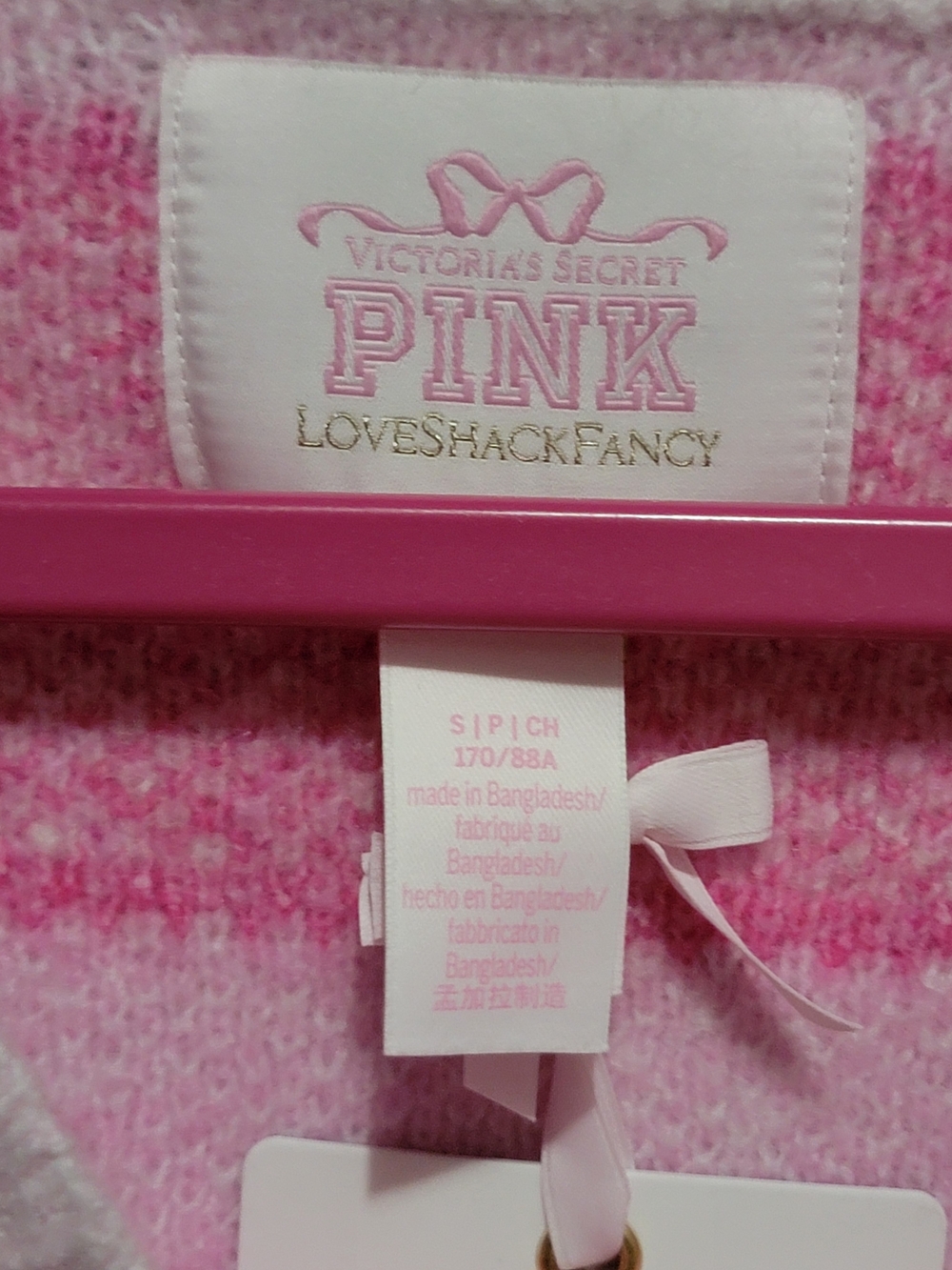 NWT Victoria's Secret Pink Love Shack Fancy Fair Isle Crewneck Sweater Small - Picture 7 of 8